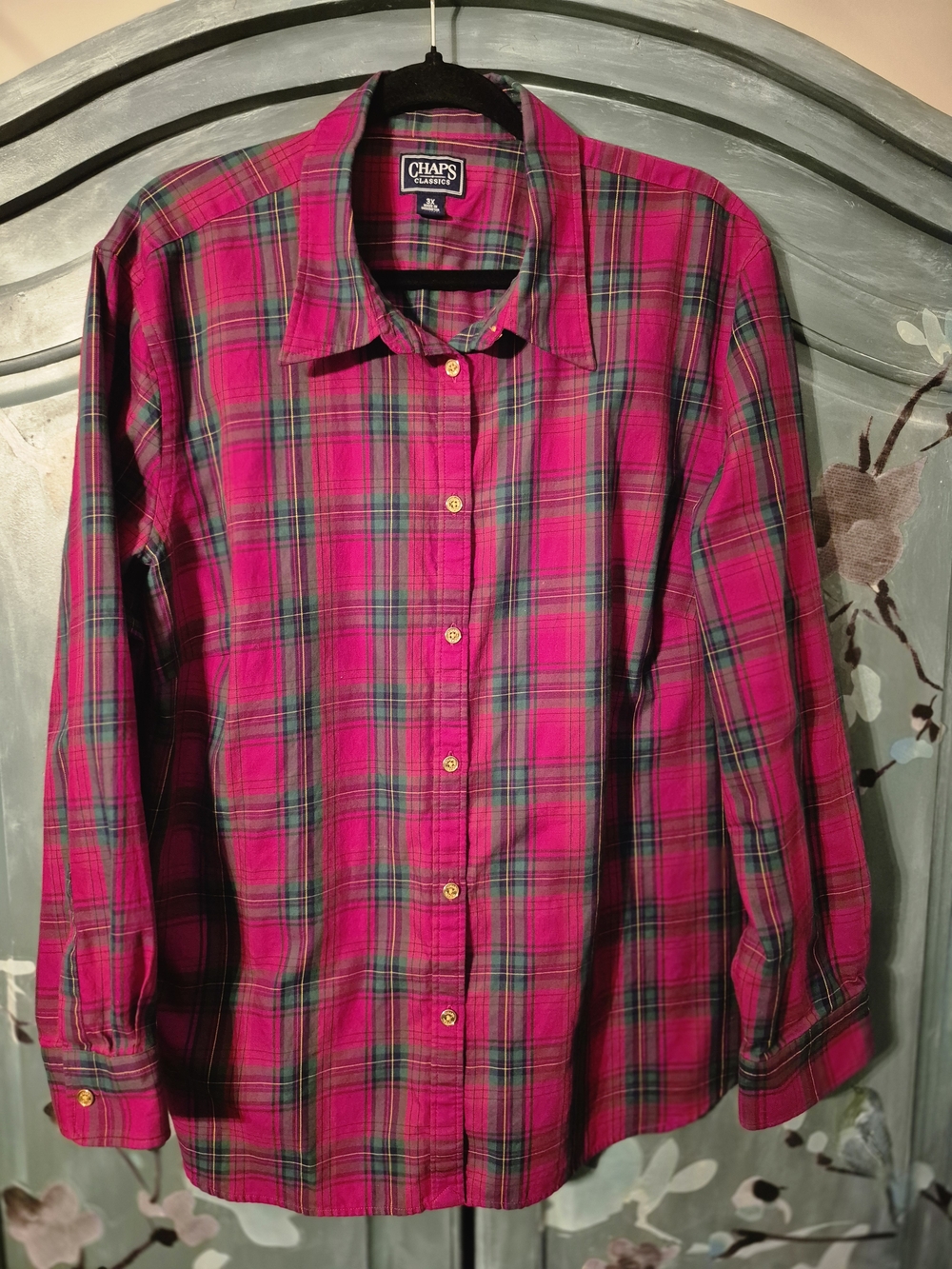 Chaps Women's Red Plaid Button-Down Shirt